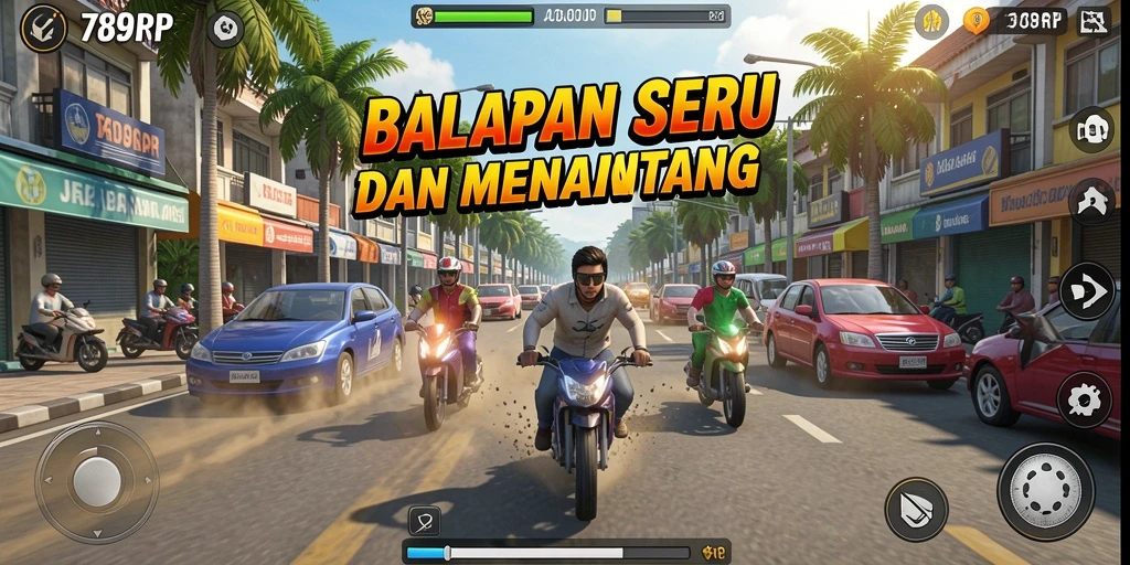 Screenshot gameplay 789RP menunjukkan aksi balapan yang seru dan grafis memukau.
