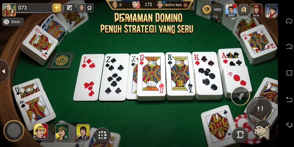 Screenshot D73 menunjukkan pemain sedang berkompetisi dalam permainan Domino yang seru.