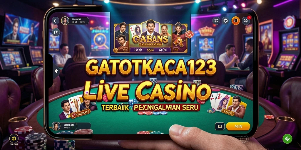 Screenshot GATOTKACA123 menampilkan dealer dan meja permainan Live Casino.