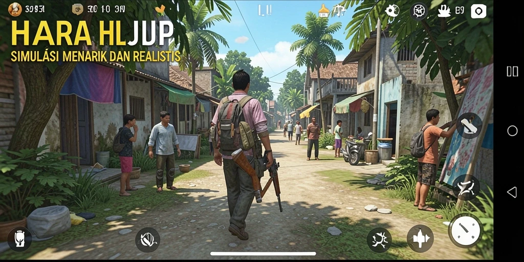 Screenshot utama HARAPJP menampilkan interaksi karakter dalam gameplay simulasi.