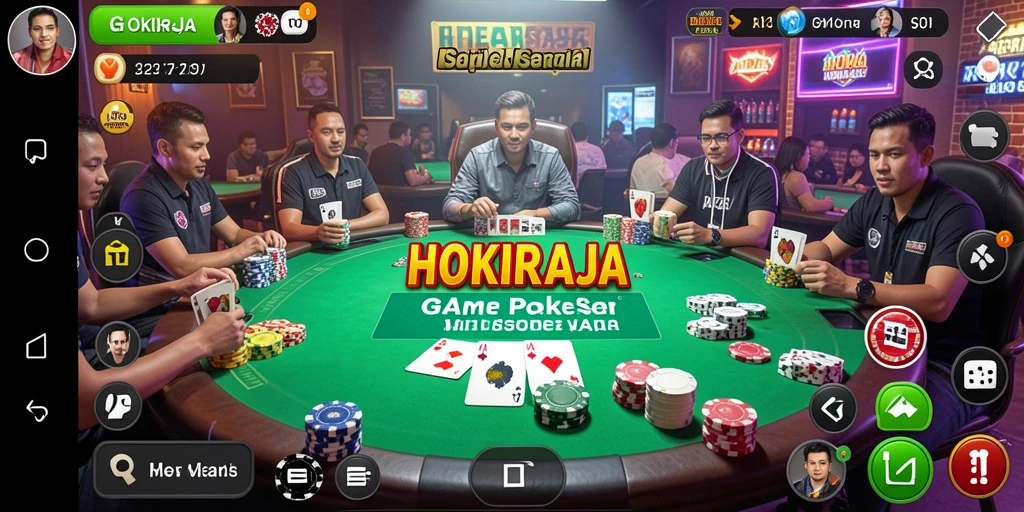 Tampilan gameplay Poker di HOKIRAJA yang seru dan interaktif.