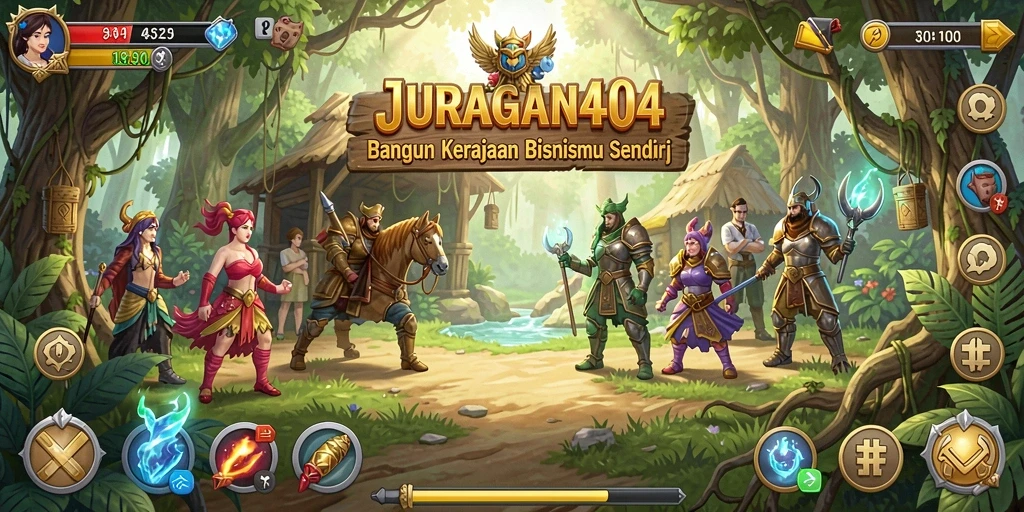 Tampilkan screenshot JURAGAN404 dengan gameplay Tycoon yang seru.