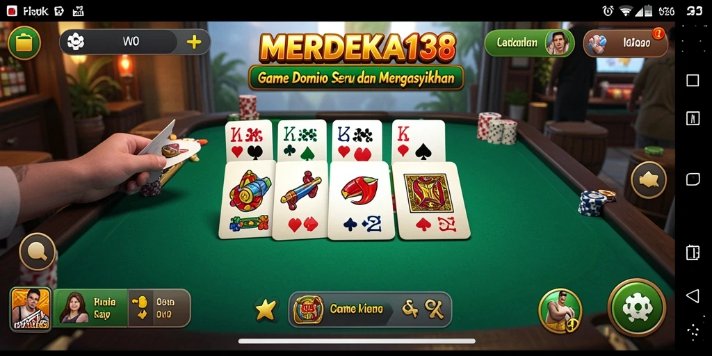 Tampilan gameplay seru di MERDEKA138 dengan kartu domino.