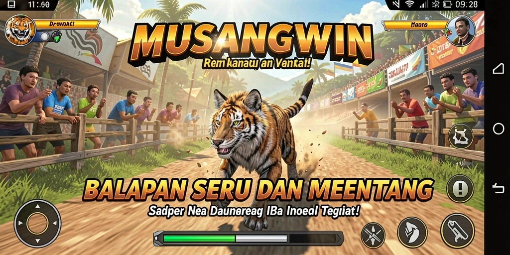 Tampilan seru gameplay balapan MUSANGWIN yang menegangkan.