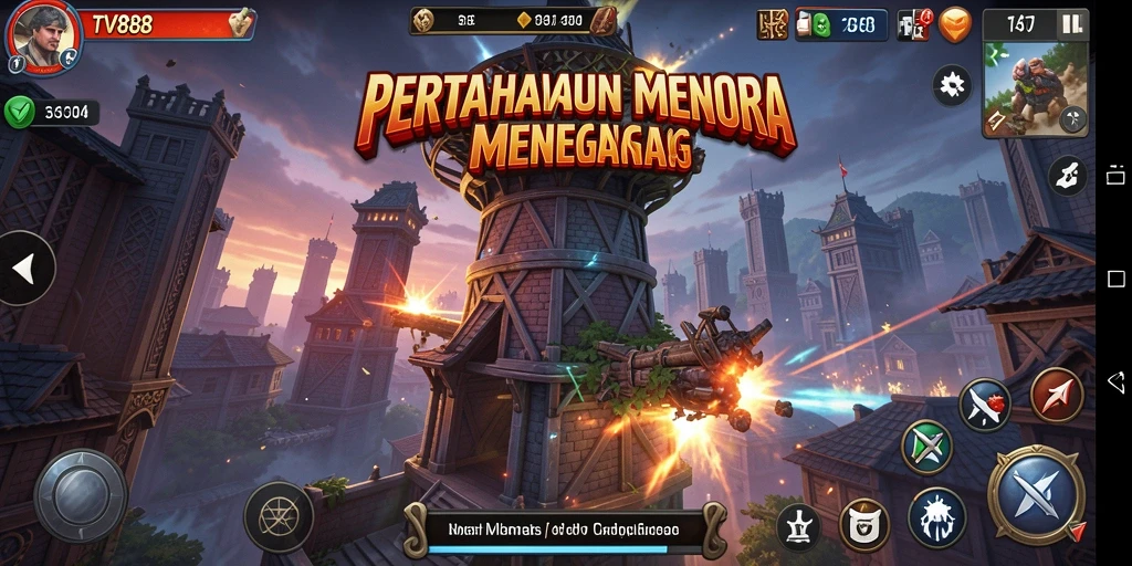 Tampilan menarik dari gameplay Tower Defense di TV888.