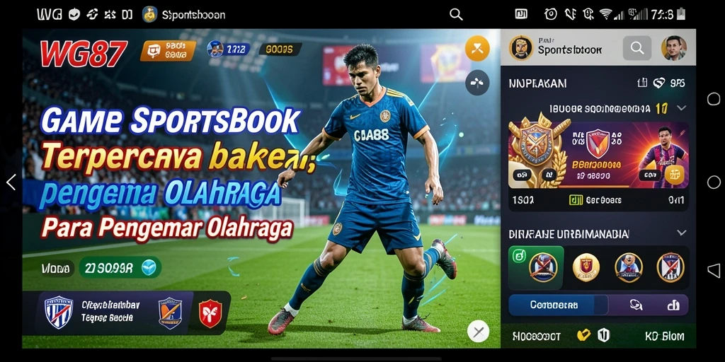 Tampilan screenshot utama WG87 menunjukkan tampilan antarmuka Sportsbook yang menarik.